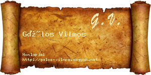 Gálos Vilmos névjegykártya